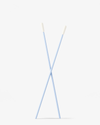 Two light blue petsmile Professional Toothpaste Applicator Swabs with white tips are crossed in an X shape on a plain white background, ideal for precise pet dental care.