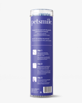 Load image into Gallery viewer, A clear cylindrical container labeled petsmile includes instructions for using Professional Toothpaste Applicator Swabs with Petsmile toothpaste; steps are printed in white on a blue background.
