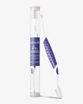 Load image into Gallery viewer, The petsmile Professional Pet Toothbrush, shown inside and outside a clear cylindrical case labeled petsmile professional pet toothbrush, features double heads and purple/white handles. Also available: Professional Toothpaste Rotisserie Chicken Small.
