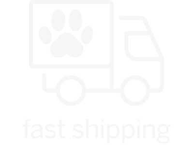A large, light gray, geometric hexagonal shape above small, faint text that reads fast shipping on a white background.
