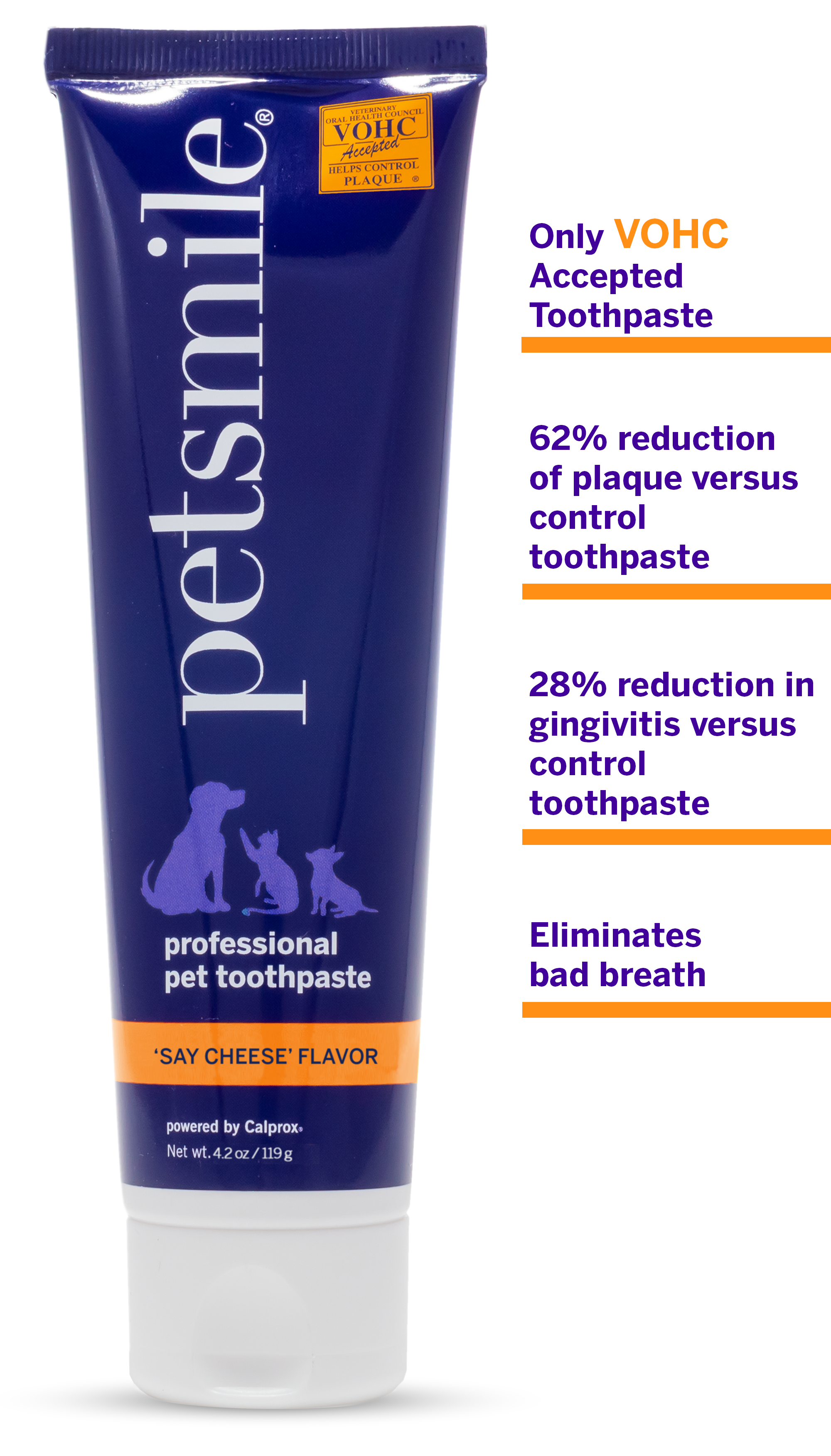 petsmile professional toothpaste with safe ingredients , petsmile professional toothpaste , Large tube of cheese flavor pet toothpaste , 62% greater in plaque reduction, 28% greater in gingivitis reduction , Easy steps, fresher breath , Eliminates bad breath, fresh pet toothpaste.