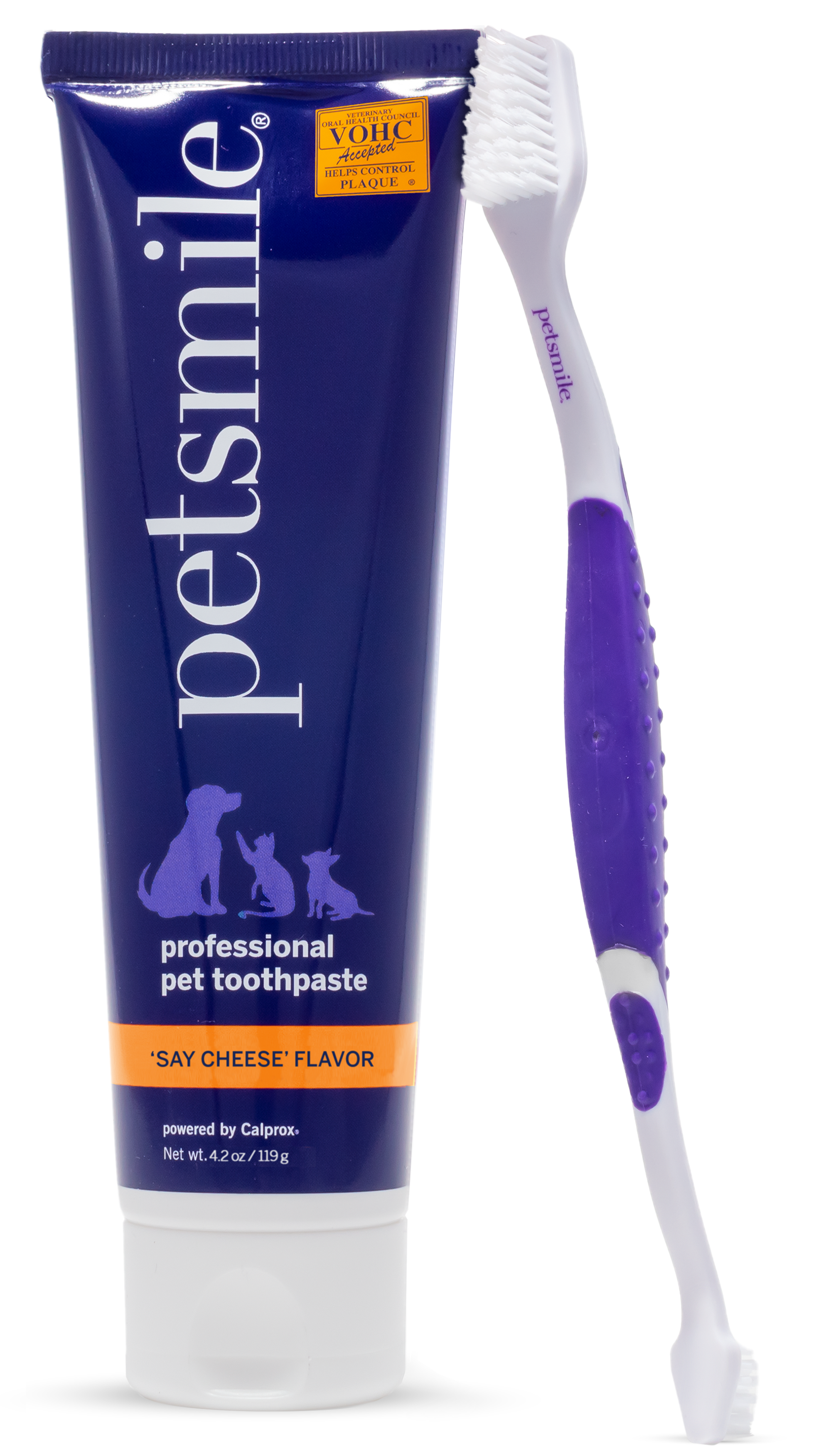 Complete dental care for pets , Purple petsmile brush and toothpaste kit , 45-degree angle brush and toothpaste , VOHC approved toothpaste in Say Cheese flavor , petsmile dental care for professional results