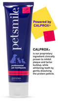 Load image into Gallery viewer, A tube of Petsmile Professional Dog Toothpaste Rotisserie Chicken Large and a Professional Dog Toothbrush are shown. Text highlights CALPROX®, which helps prevent dental disease and whitens teeth by dissolving the protein pellicle.
