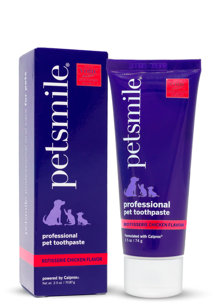 petsmile pet professional toothpaste , small tube of Rotisserie Chicken toothpaste , one small purple tube of toothpaste for Dog and Cats , Rotisserie Chicken, VOHC certified , Small tube, perfect for travel , Supports gum health, VOHC approved