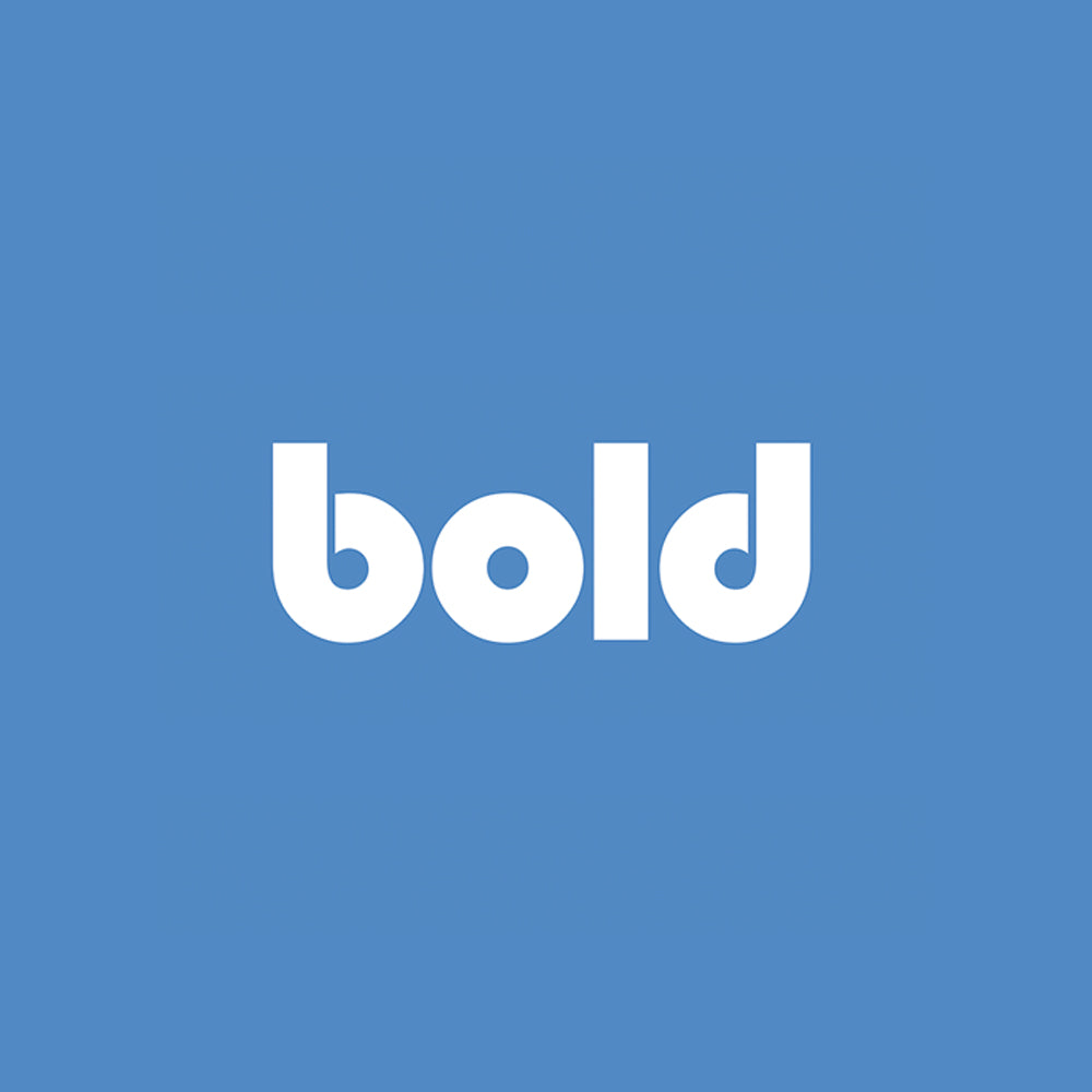 The word bold appears in thick white lowercase letters, centered on a light blue background—ideal for featuring the #Bold Test Product with variants by Bold Commerce.
