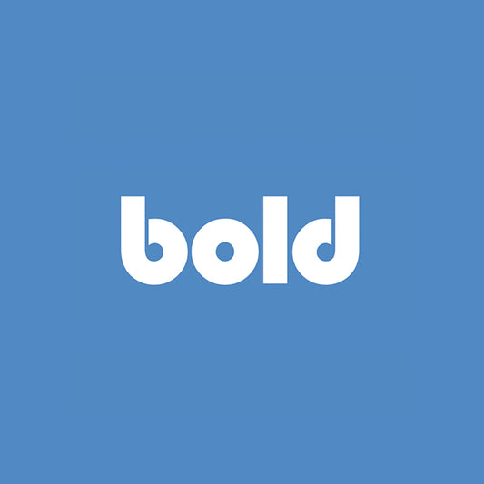 The word bold appears in thick white lowercase letters, centered on a light blue background—ideal for featuring the #Bold Test Product with variants by Bold Commerce.