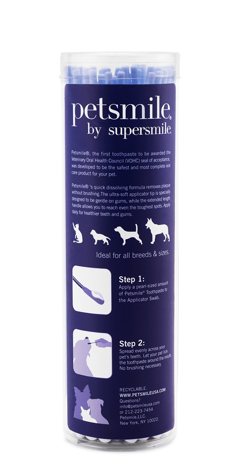 petsmile dog toothpaste swabs, easy hygiene , Three simple steps to cleaner teeth , petsmile dog toothpaste applicators in purple , Convenient and easy to use toothpaste swabs , petsmile toothpaste applicator for dog's health